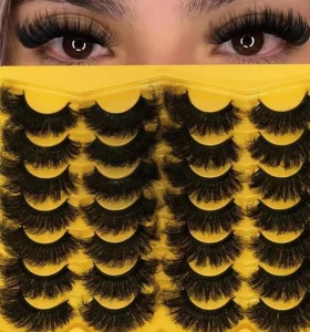 Volume False Eyelashes 8D Cat Eye Strip Lashes Semi Hand Made Synthetic Hair D for 14 Pairs 25mm Big Long Lash Strips Pack