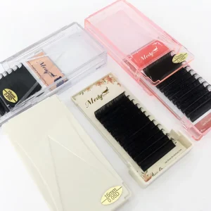 Volume Individual Lash Extension Synthetic Hair Handmade Natural Long Curl Matte Black Eyelash Extensions Custom Logo