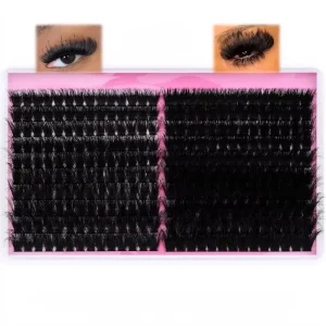 Volume Lash Clusters Kit Manga Fluffy Wispy Fairy Style Synthetic Mink Reusable Individual Lashes Black Cotton Stalk