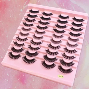 Volume d Curl Strip Lashes Classic Russian Strip Eyelashes Custom Paper Eyelash Box Fake Lashes ODM OEM