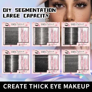 Voluminous Curly Individual Cluster Lashes Self Graft Lash Extension Set DIY Segment Lashes Clusters Spike