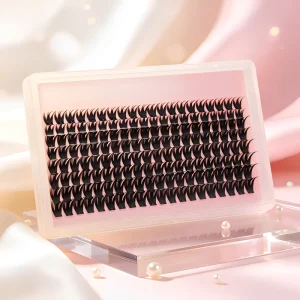 Voluminous Dramatic Black DIY Lash Clusters Invisible Band Reusable Salon Effect Makeup Set with Applicator Brush Cluster Lashes
