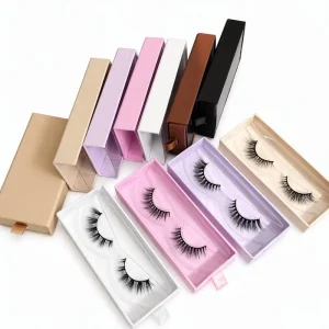 Voluminous Fluffy False Eyelashes Collection Custom Logo Handmade Wispy Strip Lashes Faux Mink Slide Box Multi Color