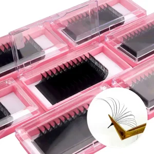 W Shape 5D Volume Lash Fans Premium 8 14mm Mix Cluster Lashes PBT Fiber Soft Clover Premade Volume Fans