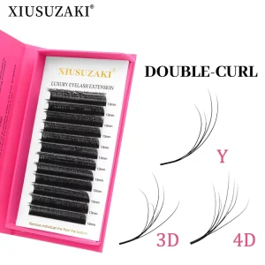 W Shape Volume Eyelash Extension False Eyelashes Multi level Weave Individual Matte Black Clover Double-layer Y 3D 4D W Lashes