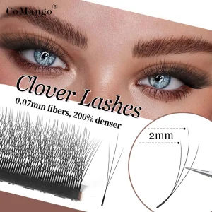 W Style Narrow 3D Spark Clover Lashes Eyelash Extensions C D L M Curl Premade Volume Super Soft Black Lashes