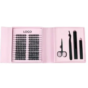 Waterproof Bond and Seal Cluster Lashes Large Kit with Tweezers Scissors Remover Cluster Lash Set Kit with Custom logo