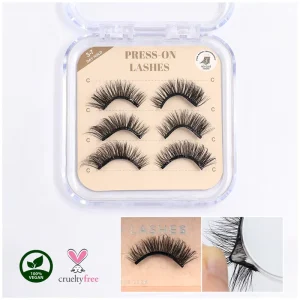 Waterproof Cruelty Free True Vegan Handmade Plant Fiber False Eyelashes Nature Look Self Adhesive Press Pre Glued Half