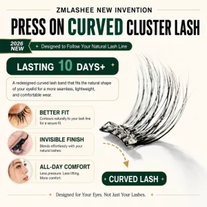 Waterproof Handmade Natural Lightweight Pre Glued Bond Press on Clusters Lashes Self Adhesive Lash Clusters with Curved Band