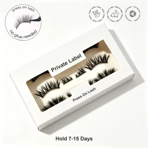 Waterproof Handmade Press on Full Lashes No Eyeliner Need Pre Glued Bond Press on Self Adhesive Pre Glued Strip Lashes