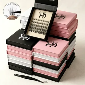 Waterproof Handmade Synthetic Hair Lightweight Pre Glued Bond Press Clusters Lashes Self Adhesive 12 Rows High Quality Custom