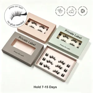 Waterproof Manga Pre-glued Lashes 7-15 Day Long Lasting Glue-Free Press on Lash Pre Glued Strip Eyelashes Custom Logo