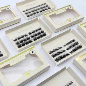 Waterproof No Glue Eyeliner Need 1 Step Press on Eyelashes Invisible Self Adhesive Fluffy Clusters Lashes