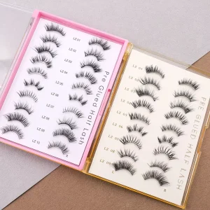 Waterproof Pre Glued Handmade Vegan Glue Free Reusable Half Lashes Invisible Clear Band Cruelty Free Plant Fiber Private Label
