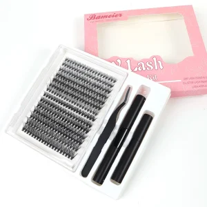 Waterproof Silk Faux Mink Natural Eyelash Extension Private Label Individual Vegan 40d 100d Cluster Lashes Book Kit