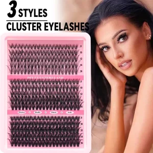 Western Style Segmented False Eyelash Set Book Packaging Colored Single Clusters Curled Finish