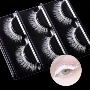 White False Eyelashes European American Style Natural Slim Fit Black Cotton Stem Holiday Stage Makeup Manga Lash