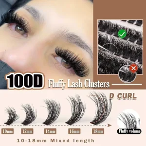 Wholesales Popular 3D Fluffy Style DIY Cluster 10Rows 8 16mm Length Volume Natural Reusable Long Lasting 100P D Curl Lashes