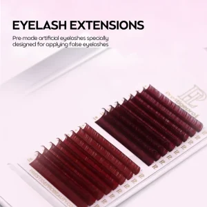 Wine Red Color Diy Individual Wispy Extension Soft Round Clustered Volume Eyelashes Professional Salon Use
