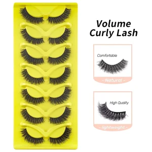 Winged Cat Eye Faux Mink Strip Lashes Elongated Outer Tail Natural Fluffy Thin Black Band False Eyelashes for Daily Makeup