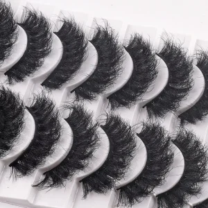 Winged Cat Eye Super Thick Fluffy Faux Mink Eyelashes D Curl Volume Strip Lashes White Tray Bold Western Street Makeup