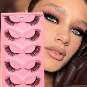 Wispy Angel Wing Fox Eye Lashes Natural L Curl Mink Fluffy Cat Eye Lashes Strip Full Strip Eyelashes