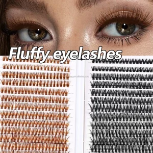 Wispy CC Curl Fan Eyelashes Kit Custom DIY Dark Brown Cluster Lashes Fluffy Eyelash Extension Kit