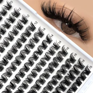 Wispy Cluster Lash Trays Private Label 10 18MM Soft Thin Band Cluster Eyelash Extensions