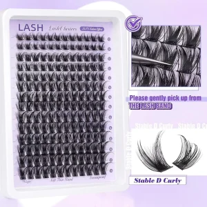 Wispy D for Cluster Lashes OEM Custom Logo 10-18mm Mixed Length Thin Band DIY Individual Cruelty-Free Glow Eyelashes