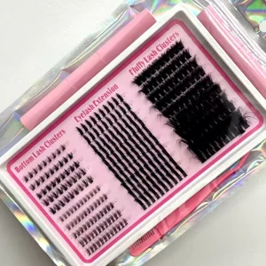 Wispy DIY Cluster Lashes With Spikes and Bottom Lash Clusters Private Label 20mm Fluffy Lash Cluster Kits