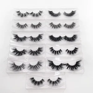 Wispy False Eyelashes 100% Handmade Mink Natural Look Lightweight Invisible Clear Band with Free Box