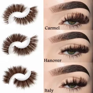 Wispy Fluffy Brown Eyelashes Natural DD Curl Full Strip False Eyelashes Eye Lashes Suppliers