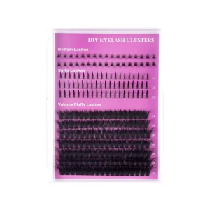 Wispy Fluffy Volume Cluster Eyelashes 220PCS DIY at Home Lash Extension Kit Including Bottom Lashes and Spike Lashes
