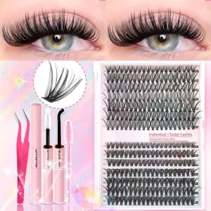 Wispy Individual Cluster Lashes 9-16 mm D Curl DIY Eyelash Extensions