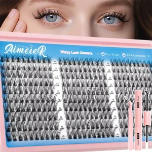 Wispy Lash Cluster Diy Eyelash Extensions Natural Soft 300Pcs C Curl Cluster Lashes D Curl Diy Eyelash Extension Kit