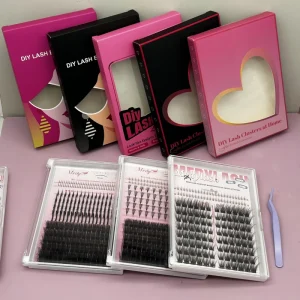 Wispy Layered Silk Cluster Lashes Ultra Slim Clear Band Mixed Multi Length Retro Portrait Fashion Makeup