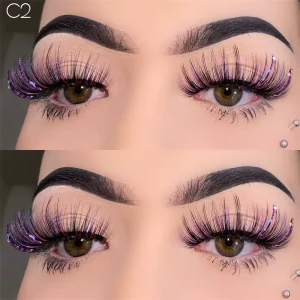 Wispy Mink Lash Vendor 5d Fluffy Soft Faux Mink Eyelash Party Eye False Lashes 3D Full Strip Glitter Shimmer Colored Eyelashes
