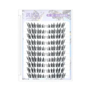 Wispy Segmented Synthetic Hair Cluster False Eyelashes Reusable Self-Adhesive Clear