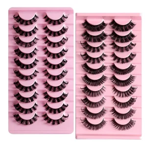 Wispy Strip Lashes Natural Faux Mink Eyelashes Custom Packaging 3D Fluffy False Eyelashes Russian Volume Strip Lashes Bulk