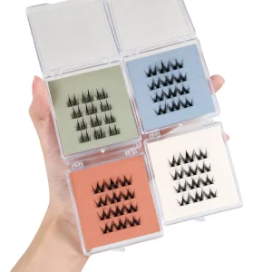 Wispy Thin Base Premade Fans DIY C Curl Reusable Synthetic Individual Spiky Manga PBT Fluffy Lash Extension Kit Cluster