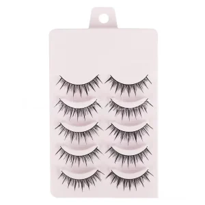 Women’s Korean Natural Full Strip Eyelashes 5 Pairs False Lash Sets Fake Faux Mink Eyelashes