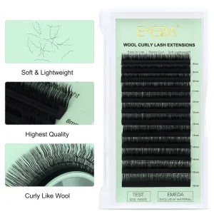 Woolly Curl Eyelash Extensions Supplies Mink Cashmere Lash Trays Wool Roll Shaped Lash Extensions
