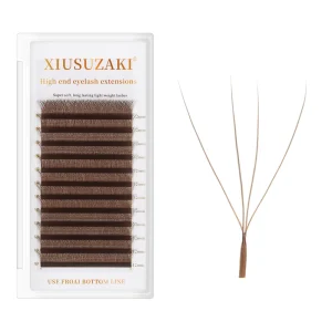 XIUSUZAKI Custom Private Label 4D W Shape Eyelashes Extensions C D Curl Lash Trays Brown 4D W Eyelash Extensions