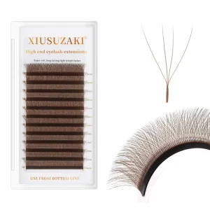 XIUSUZAKI Four Clover Lashes 8 15mm False Eyelashes Extensions Handmade Dark Brown W4D Clover 4D W Shape Lashes