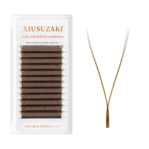 XIUSUZAKI Private Label Hand Made Fan Eyelash Extension C D Curl Mix 8-15mm Individual Dark Brown YY Lash Extension