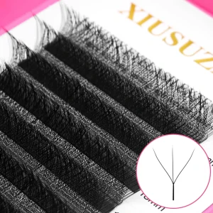XIUSUZAKI Private Label Volume Super Soft 0.07 W Shape Eyalashes C CC D DD L LU M Curl Individual Clover 3D W Lash Extensions