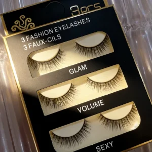 XY Brand Faux Mink 3 Pair Full Strip 5D Eyelashes with Black Cotton Band Super Soft Comfortable for Daily & Party Use