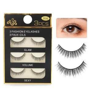 XY Brand Faux Mink 3 Pair Full Strip 5D Eyelashes with Black Cotton Band Super Soft Comfortable for Daily Party Use