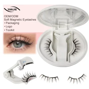 YANJIE Handmade 3D Soft Magnetic Eyelashes Custom Packaging Soft Magnetic Lashes No Glue Soft Magnetic Eyelashes Natural Look