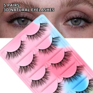 YUCAGCI New 5 Pairs Handmade Cat-Eye False Eyelashes Fox-Style One-Piece Black Lashes Natural Outer Corner Extension